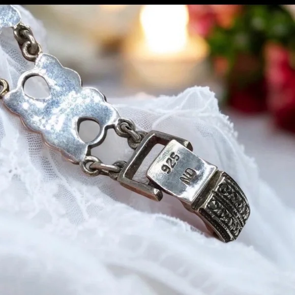 🌺Vintage Sterling Marcasite Bracelet - Picture 6 of 10